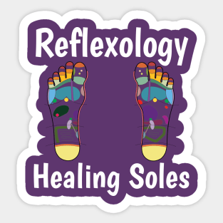 Reflexology Healing Soles (white text) (foot map) Sticker